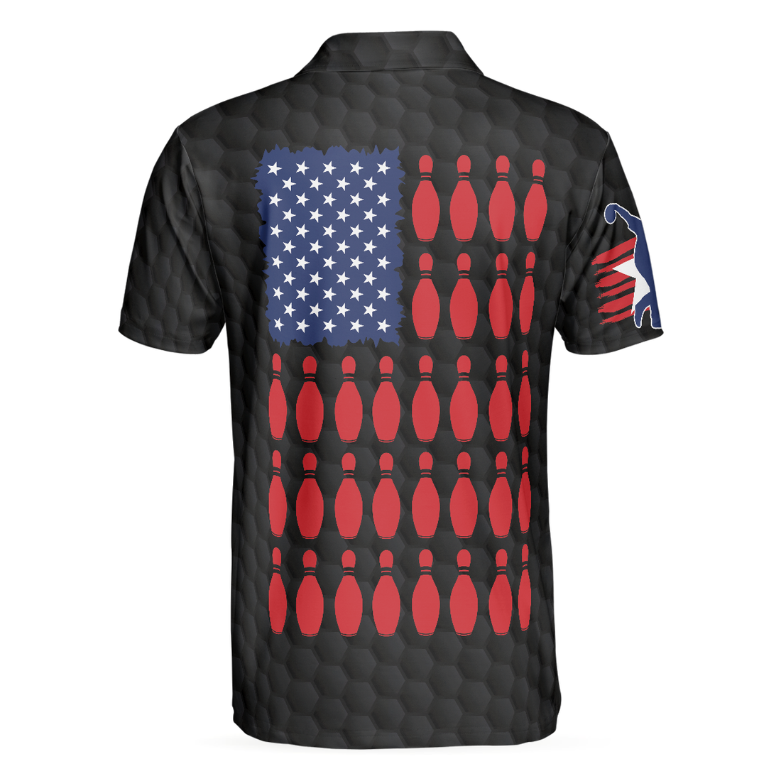 Black American Flag Bowling Polo Shirt Cool USA Flag Bowling Shirt For Men - 1