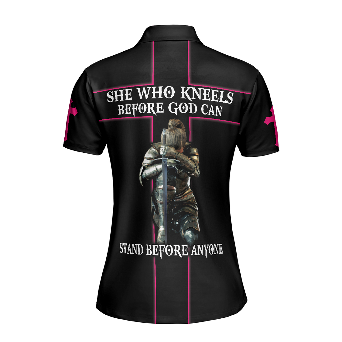 She Who Kneels Before God Can Stand Before Anyone Short Sleeve Women Polo Shirt Gift Idea For Ladies - 1