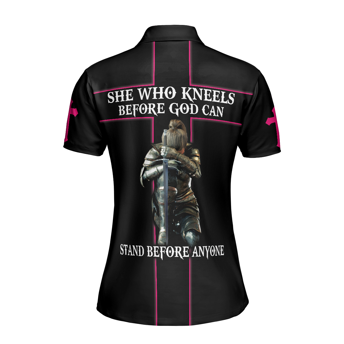 She Who Kneels Before God Can Stand Before Anyone Short Sleeve Women Polo Shirt Gift Idea For Ladies - 2