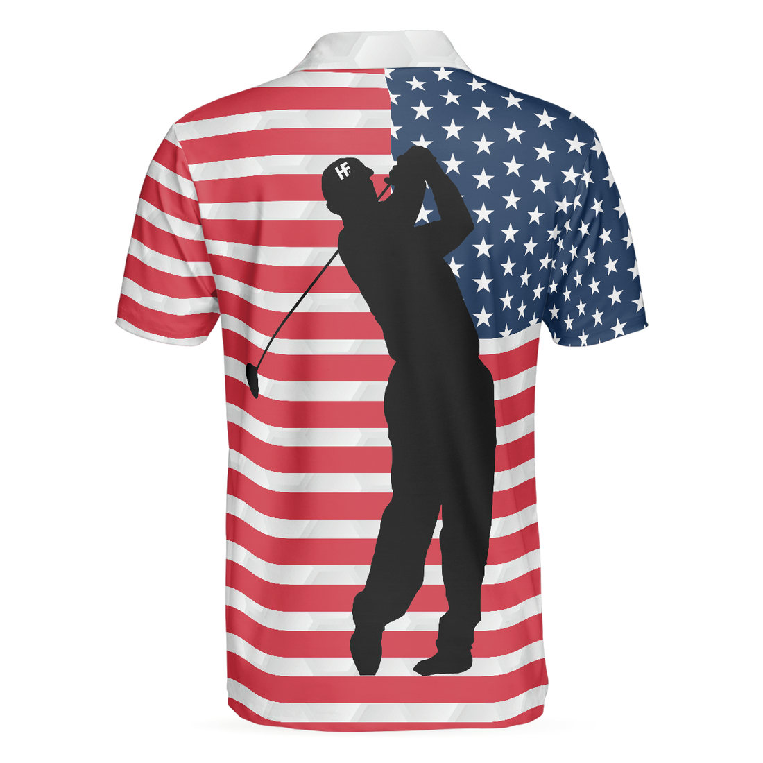 Premium American Golfer Polo Shirt White Golf Pattern American Flag Polo Shirt Best Golf Shirt For Men - 1