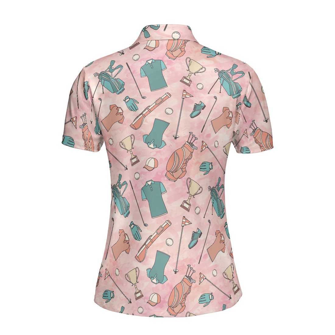 Pink And Elegant Seamless Pattern Golf Short Sleeve Women Polo Shirt - 1