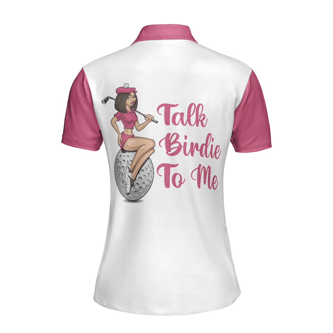 Talk Birdie To Me Short Sleeve Women Polo Shirt Best Pink Argyle And Leopard Pattern For Golf Ladies - 1