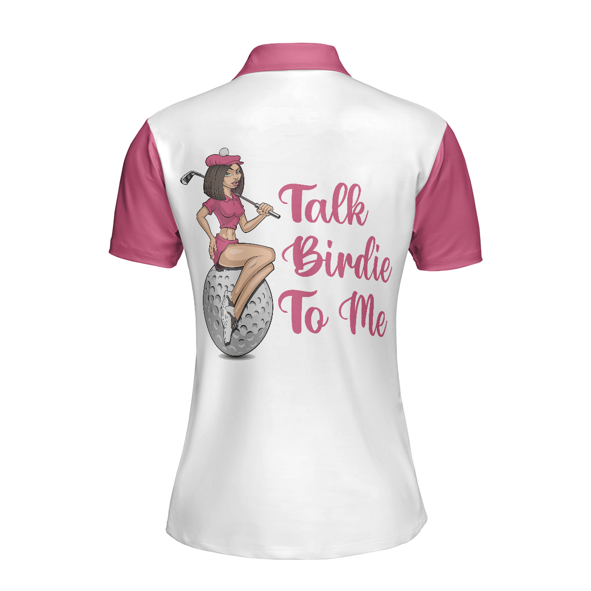 Talk Birdie To Me Short Sleeve Women Polo Shirt Best Pink Argyle And Leopard Pattern For Golf Ladies - 2