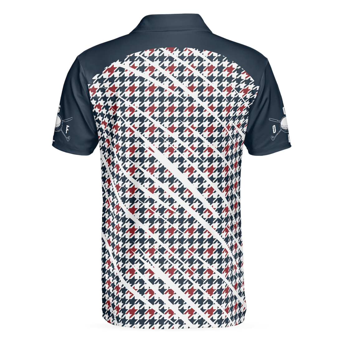 Trendy Red  Blue Houndstooth Pattern Golf Shirt Your Hole Is My Goal Polo Shirt Best Golf Shirt For Men - 1