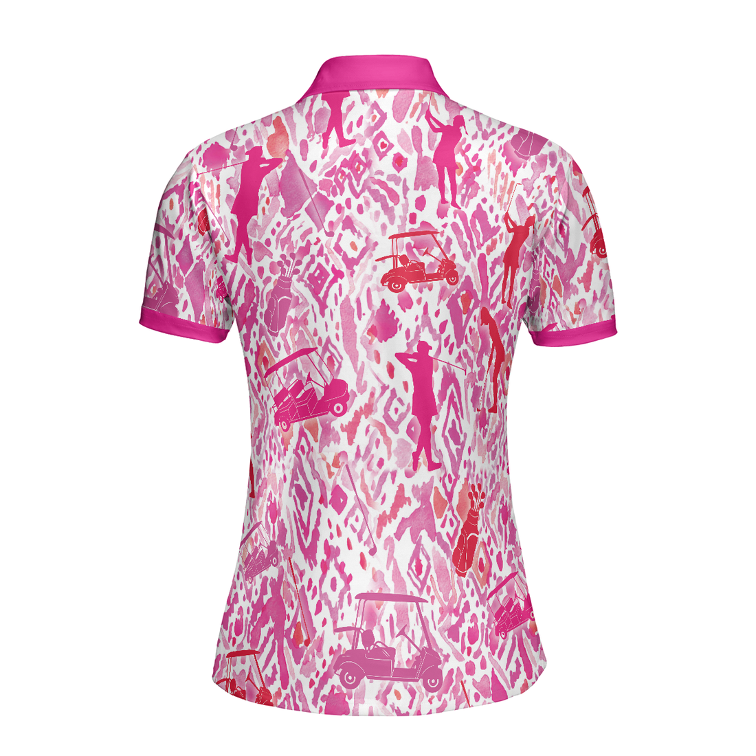 Seamless Pink Golfer Short Sleeve Women Polo Shirt Unique Gift For Female Golfers - 1