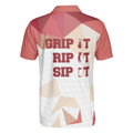 Rip It Sip It Grip It Golfer Golf Polo Shirt White And Pink Golfing Shirt For Male Players Simple Golf Shirt Design - 2