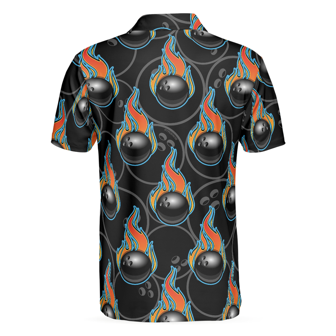 Bowling In Fire Seamless Pattern Short Sleeve Polo Shirt Bowling Ball Polo Shirt Best Bowling Shirt For Men - 1