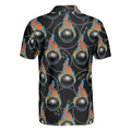 Bowling In Fire Seamless Pattern Short Sleeve Polo Shirt Bowling Ball Polo Shirt Best Bowling Shirt For Men - 2