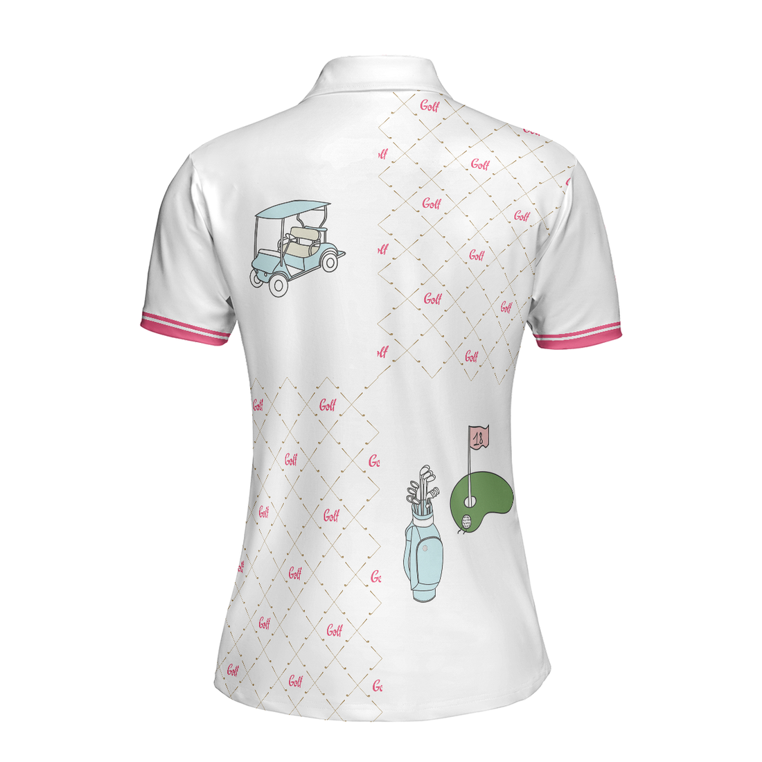 Ready For A Golf Day Golf Short Sleeve Women Polo Shirt White And Pink Golf Shirt For Ladies - 1