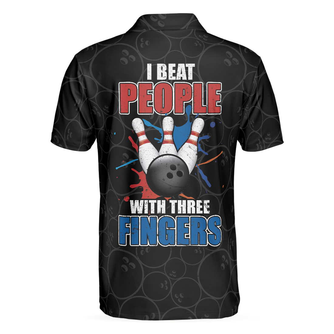 I Beat People With Three Fingers Bowling V2 Polo Shirt Black Bowling Sayings Shirt American Flag Bowling Shirt - 1