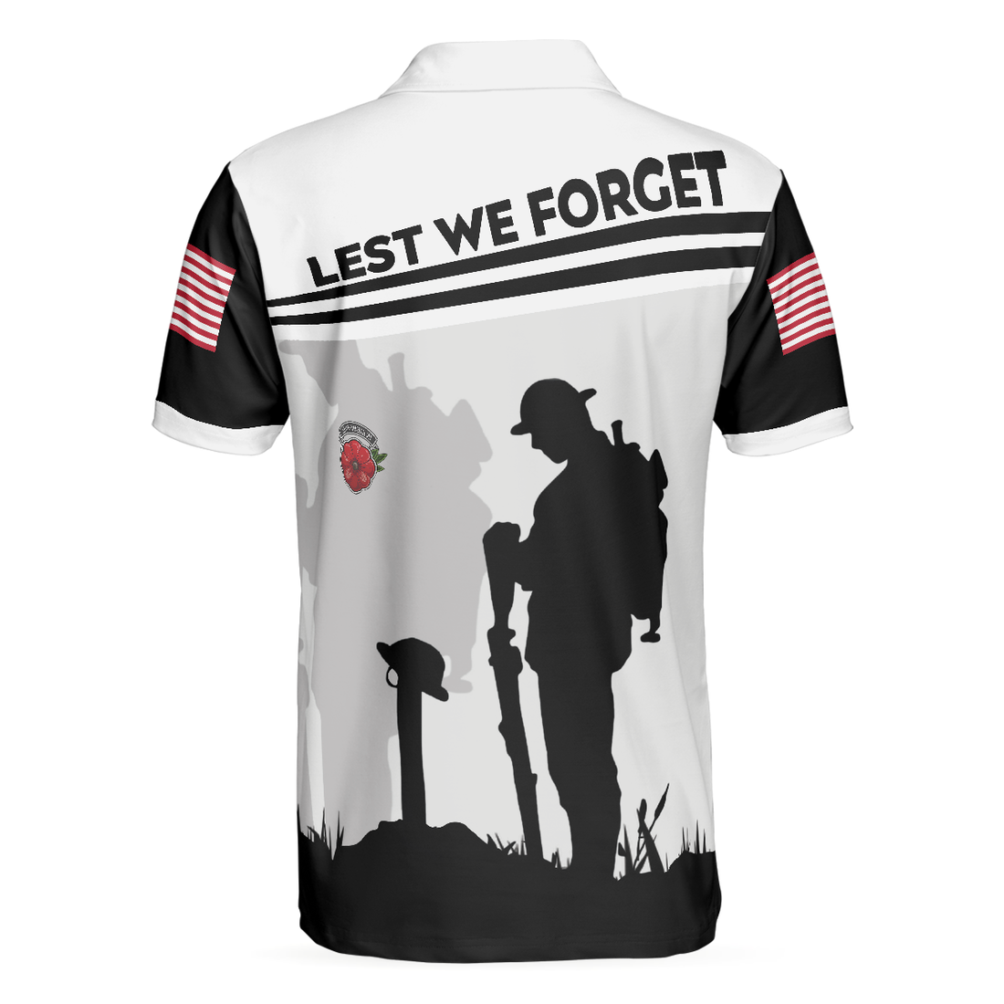 Lest We Forget Polo Shirt Military Veteran American Flag Golf Shirt For Men - 1