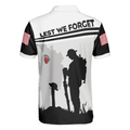 Lest We Forget Polo Shirt Military Veteran American Flag Golf Shirt For Men - 2