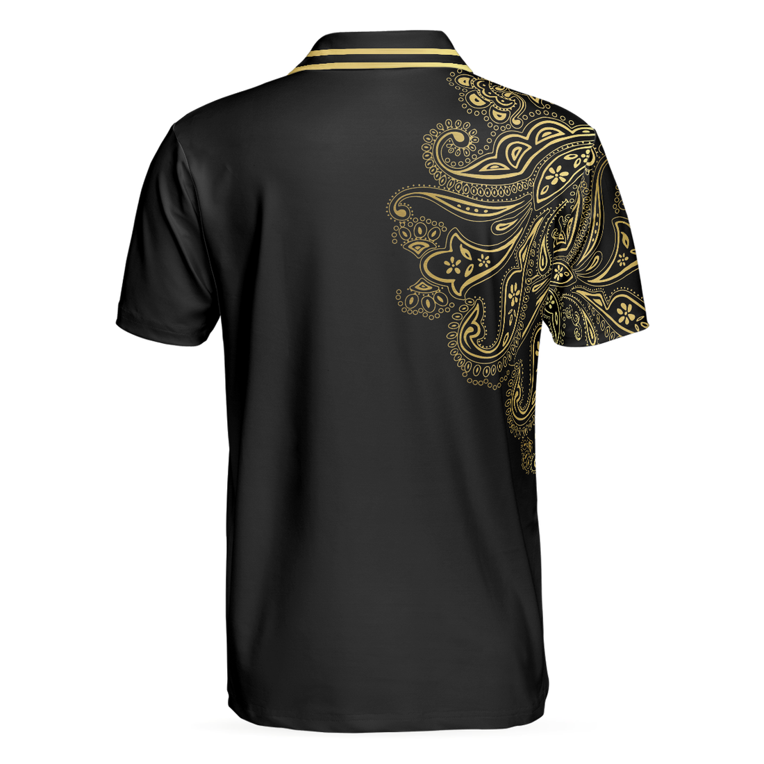 Personalized Golden Floral Paisley Golf Polo Shirt - 1