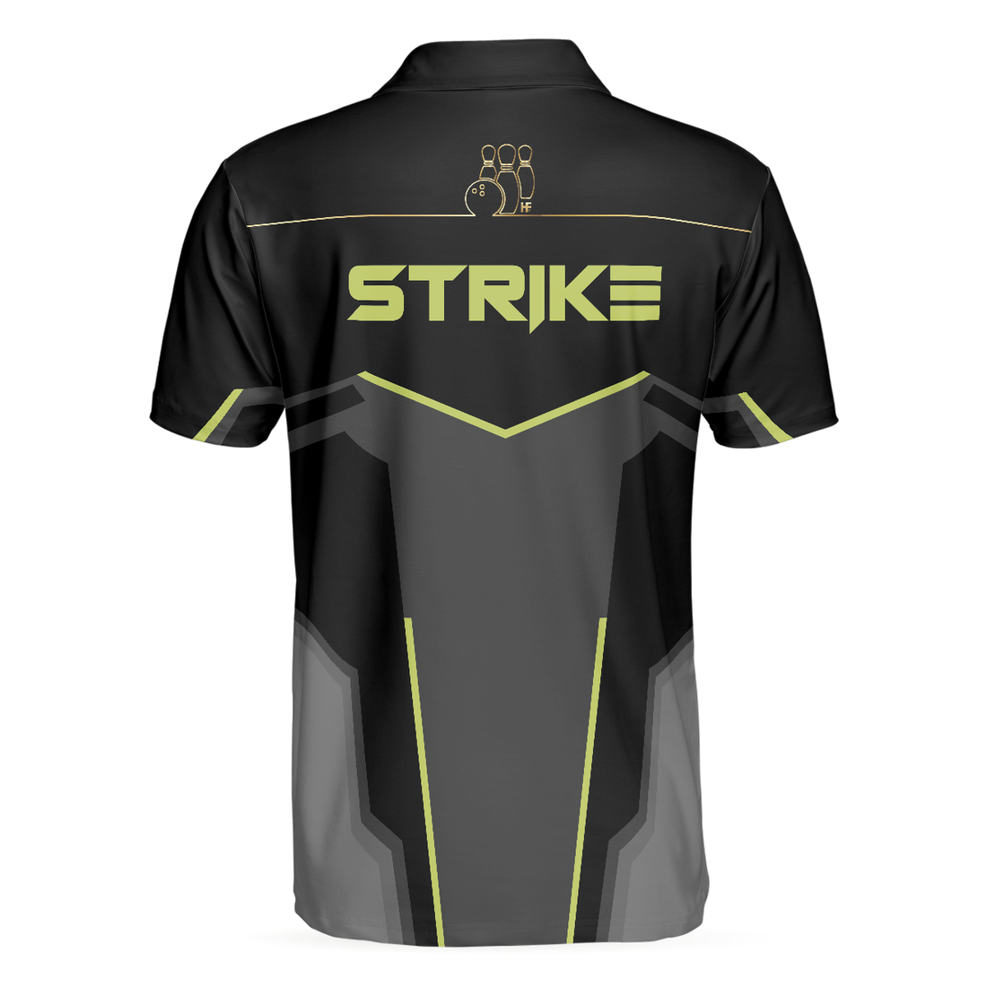 Strike Black And Golden Pattern Bowling Short Sleeve Polo Shirt Digital Polo Shirt Best Bowling Shirt For Men - 1