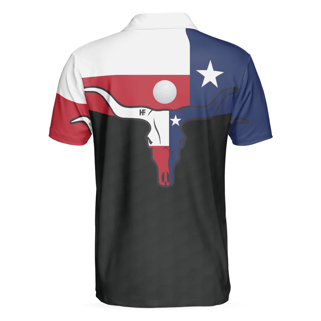 Golf Texas Longhorn Skull Polo Shirt Texas Flag Golf Shirt For Men Best Male Golf Gift Idea - 1