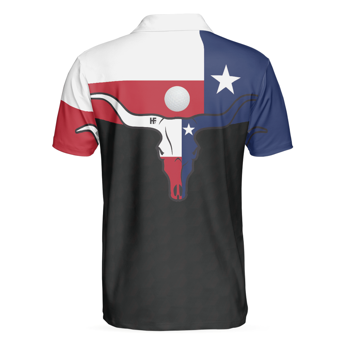 Golf Texas Longhorn Skull Polo Shirt Texas Flag Golf Shirt For Men Best Male Golf Gift Idea - 2