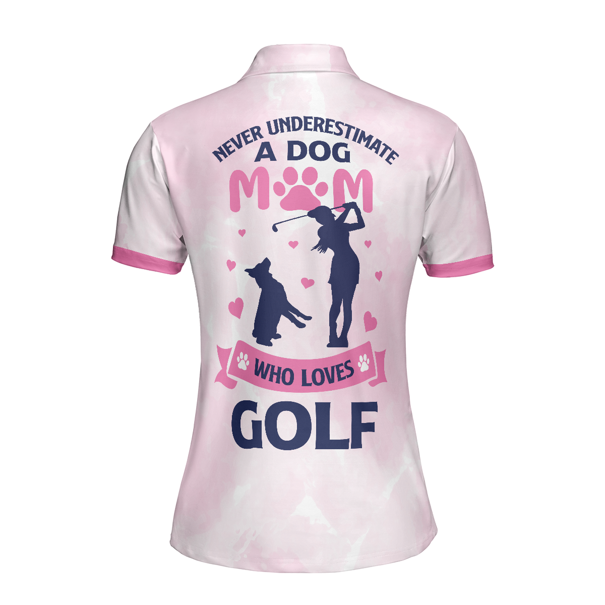 Never Underestimate A Dog Mom Golf Girl Short Sleeve Women Polo Shirt Pink Argyle Pattern Golf Shirt Golf Gift For Dog Lovers - 4