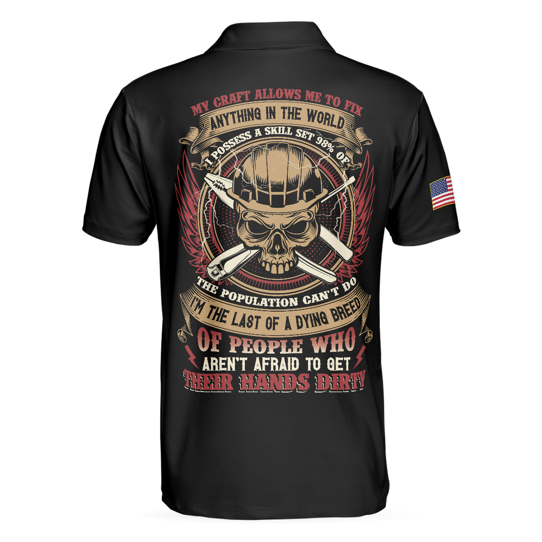 Electrician My Craft Allows Me To Fix Anything Polo Shirt Skull American Flag Electrician Shirt For Men - 1