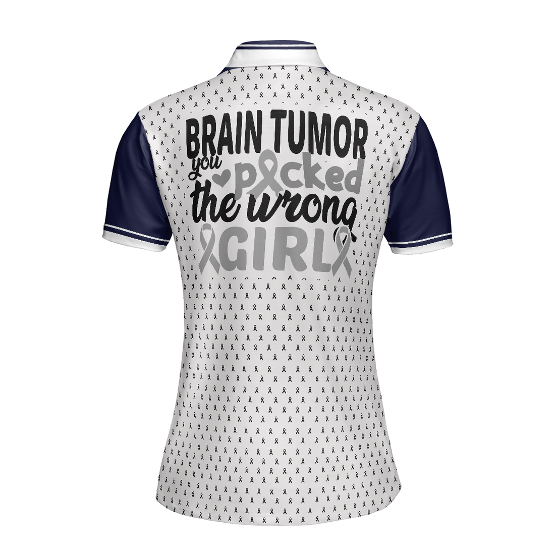 You Picked The Wrong Girl Brain Tumor Awareness Short Sleeve Women Polo Shirt Brain Tumor Shirt For Women Cool Brain Tumor Support Gift - 1