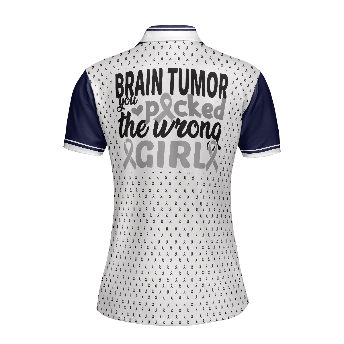 You Picked The Wrong Girl Brain Tumor Awareness Short Sleeve Women Polo Shirt Brain Tumor Shirt For Women Cool Brain Tumor Support Gift - 2