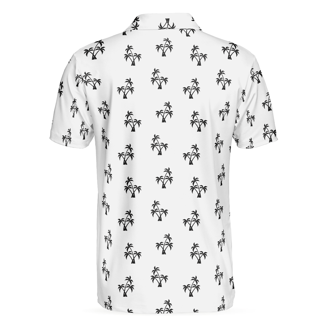 Palm Trees Pattern Short Sleeve Polo Shirt Minimalist Black And White Tropical Shirt For Men - 1