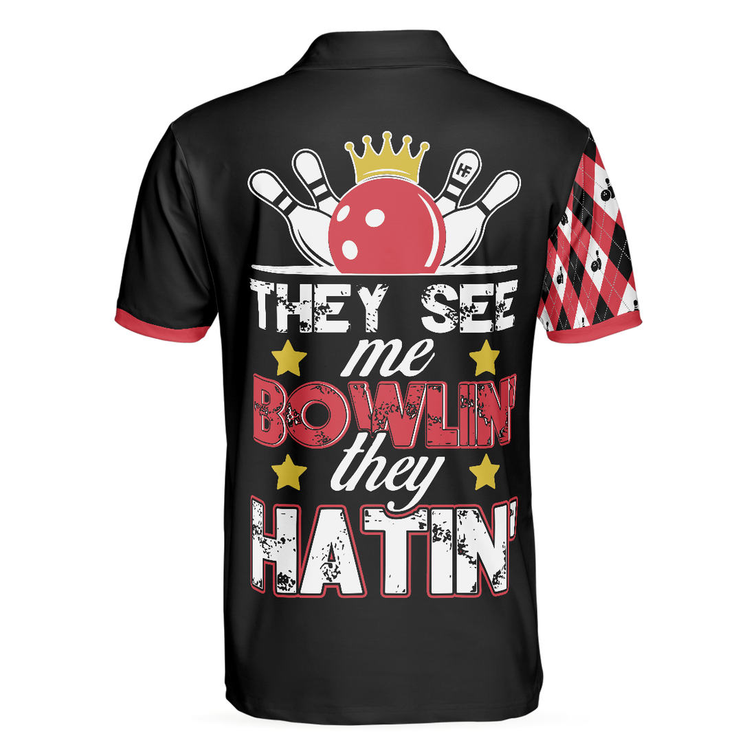 They See Me Bowlin They Hatin Polo Shirt Bowling Plaid Pattern Shirt Funny Polo Shirt With Sayings - 1