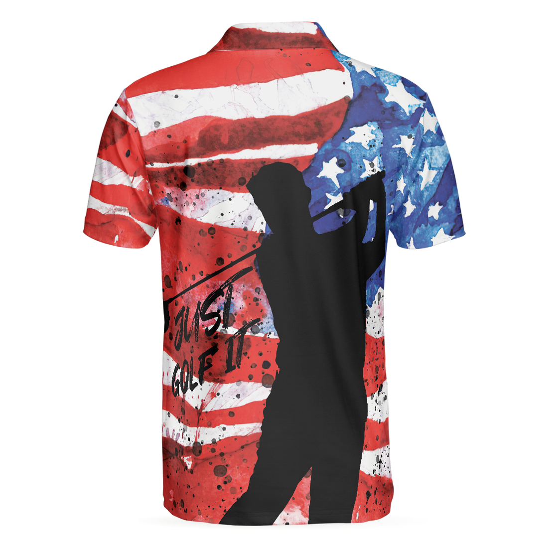 American Golfer Just Golf It Short Sleeve Golf Polo Shirt Wet Paint American Flag Polo Shirt Patriotic Golf Shirt For Men - 1