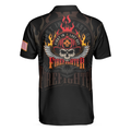 Firefighter Skull Flame Short Sleeve Polo Shirt First In Last Out American Flag Firefighter Shirt For Men - 2