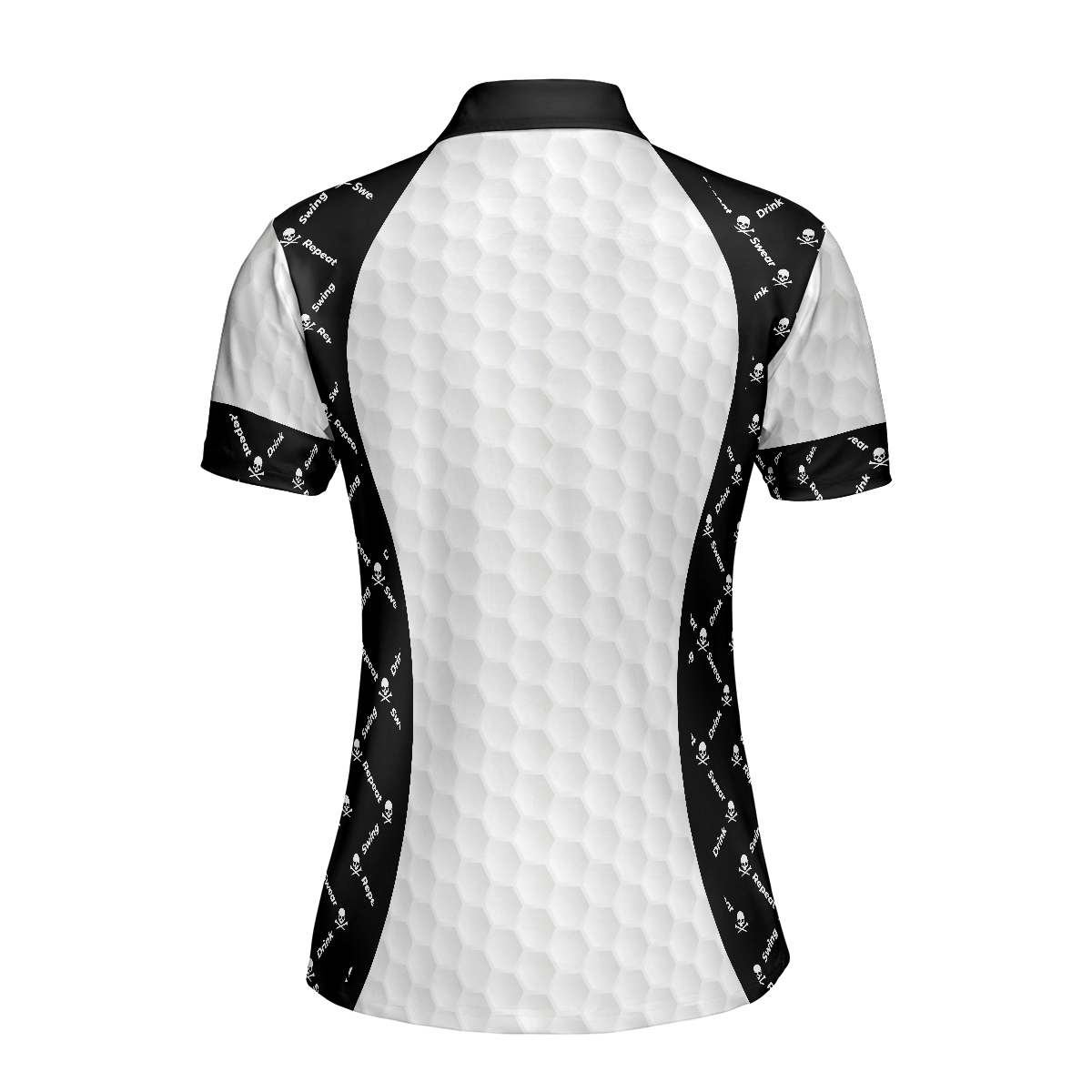 Swing Swear And Repeat With Skull Argyle Pattern Golf Short Sleeve Women Polo Shirt Basic Ladies Golfing Shirt - 2