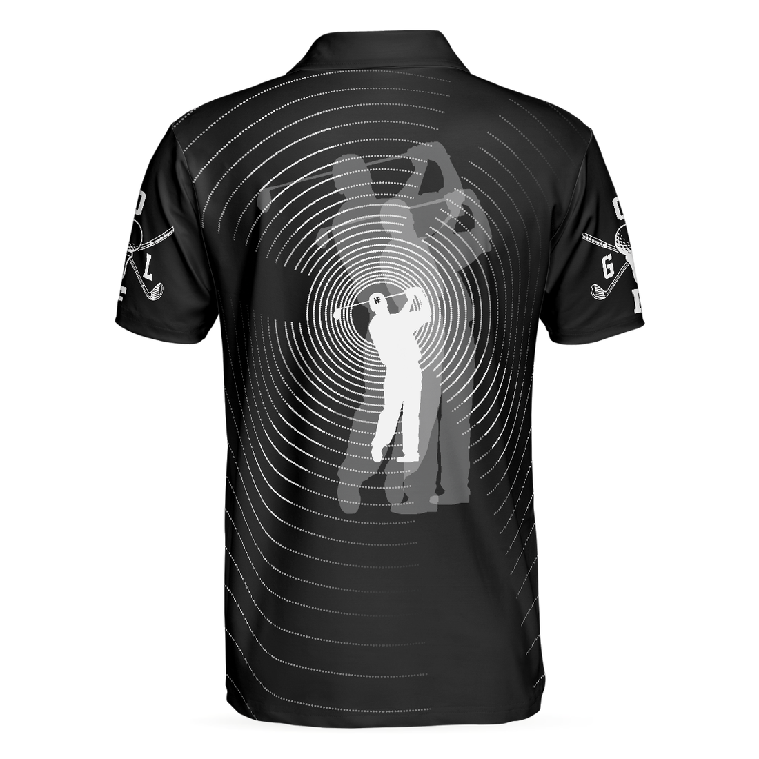 3D Effect Gold Ball And Golfer All Over Print Polo Shirt For Men Best Golf Shirt For Men - 1