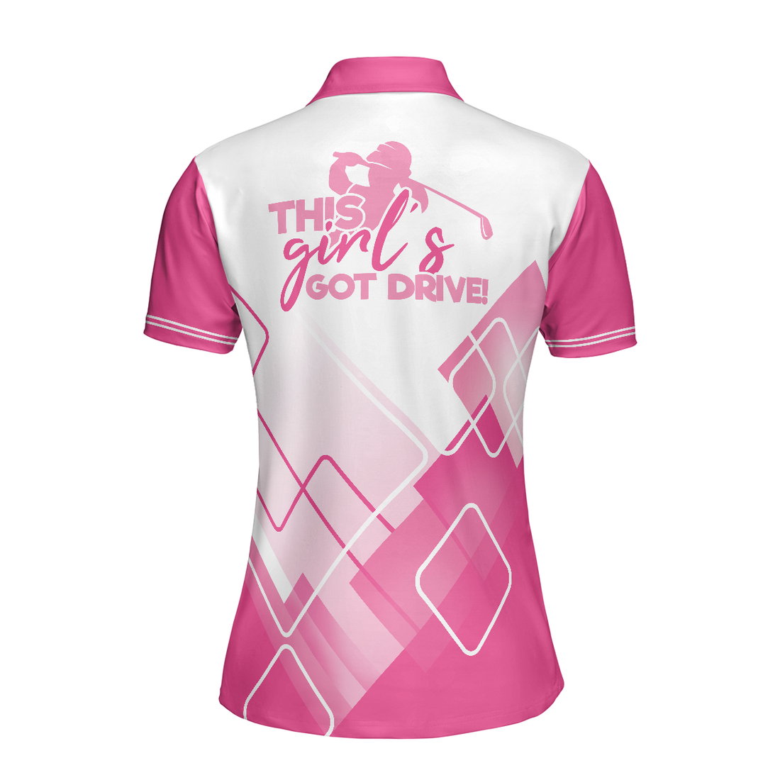 This Girls Got Drive Pink Golf Short Sleeve Women Polo Shirt Pink Pattern Golfing Shirt  Female Golf Gift - 1