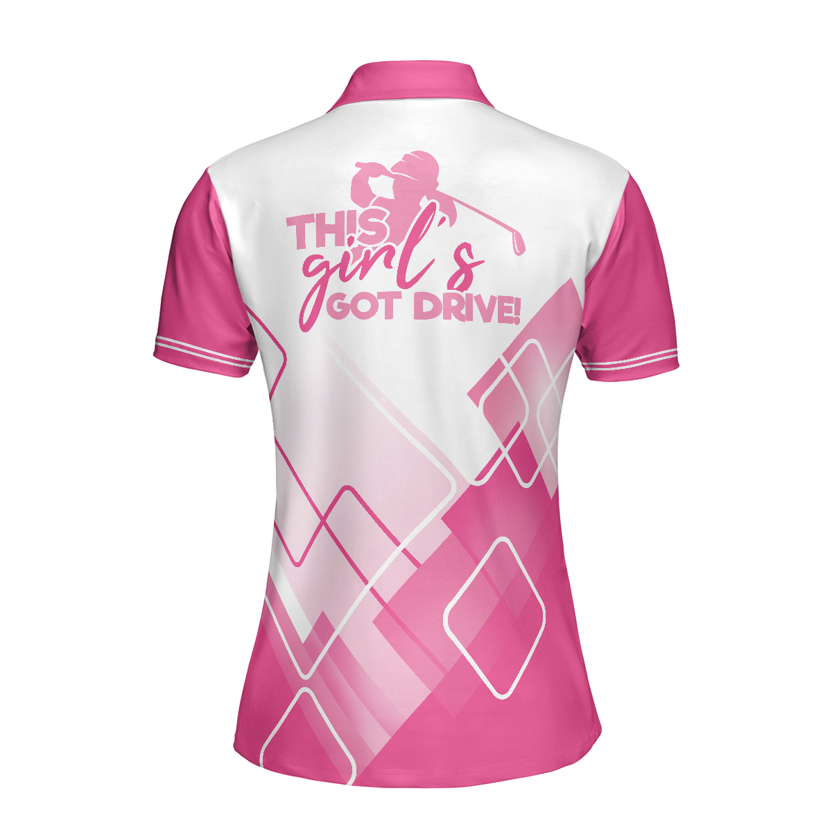 This Girls Got Drive Pink Golf Short Sleeve Women Polo Shirt Pink Pattern Golfing Shirt  Female Golf Gift - 2