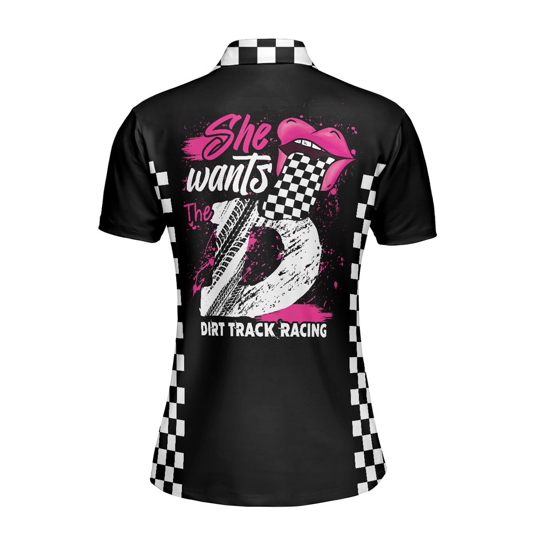 She Wants The D Dirt Track Racing Short Sleeve Women Polo Shirt Adult Humor Dirt Track Racing Shirt For Ladies - 1