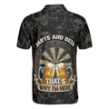 Darts And Beer Thats Why Im Here Short Sleeve Polo Shirt Skull Darts Print Shirt For Men - 2