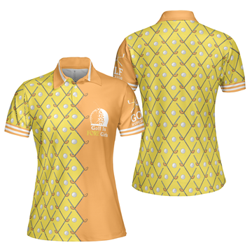 Golf Is Fore Girls Short Sleeve Women Polo Shirt Yellow Argyle Pattern Golf Polo Shirt Cool Golf Gift For Women - 1