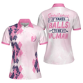 Sometimes It Takes Balls To Be A Women Golf Girl Short Sleeve Women Polo Shirt Pink Argyle Pattern Golf Shirt For Women - 1