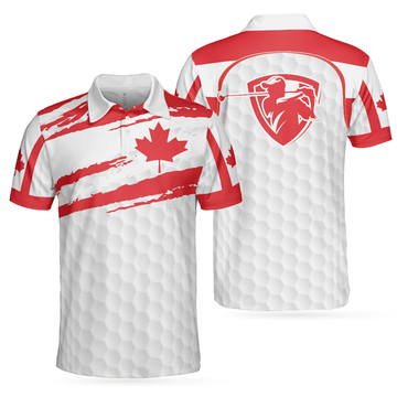 Canada Flag Golf Texture Polo Shirt Maple Leaves Polo Shirt Best Golf Shirt For Men - 1