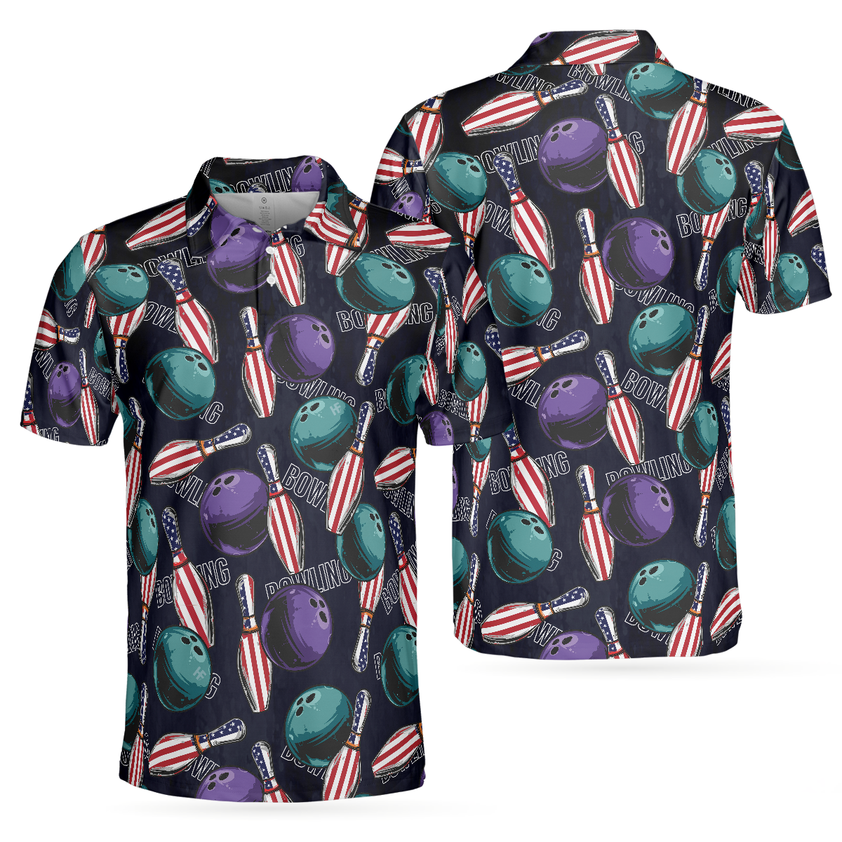 Bowling Is My Life Polo Shirt American Flag Pattern Bowling Shirt For Men - 1