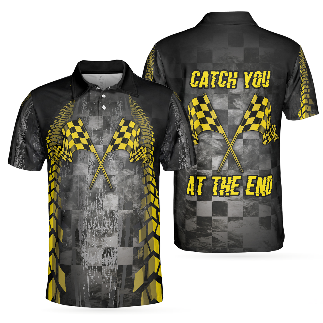 Catch You At The End Racing Short Sleeve Polo Shirt Checker Pattern Race Polo Shirt Best Racer Shirt For Men - 1