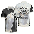 Golf Saved Me Golfing Polo Shirt Black And White Polo Shirt Best Golf Shirt For Men - 1