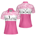 Pink Zebra Pattern Golf Girl Heartbeat Golf Short Sleeve Women Polo Shirt Best Pink Golf Shirt For Ladies - 1