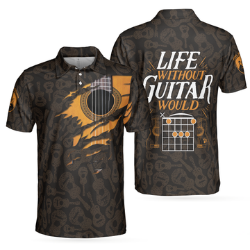 Life Without Guitar Would Be Flat Short Sleeve Polo Shirt Guitar Pattern Polo Shirt Best Guitar Shirt For Men - 1