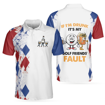 Golf If Im Drunk Polo Shirt Argyle Pattern Drinking Golf Polo Shirt For Men Funny Golf Shirt With Sayings - 1