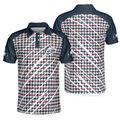 Trendy Red  Blue Houndstooth Pattern Golf Shirt Your Hole Is My Goal Polo Shirt Best Golf Shirt For Men - 1