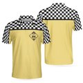 Relaxi Taxi Short Sleeve Polo Shirt Black And White Checker Pattern Yellow Taxi Shirt For Men - 1