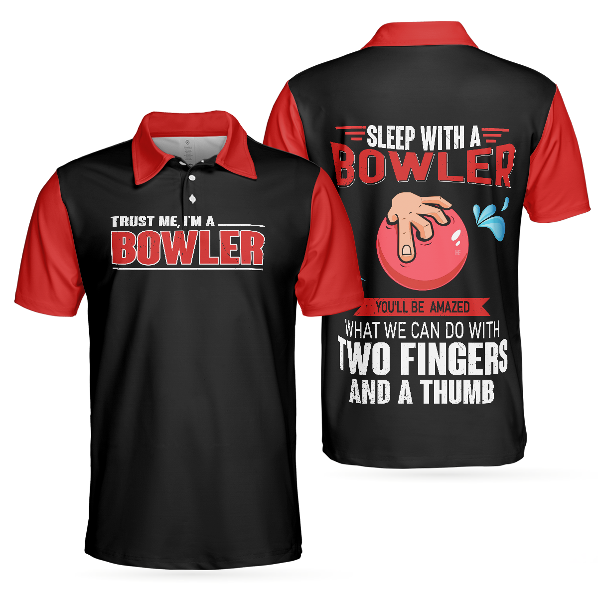 Sleep With Bowler Polo Shirt Black And Red Bowling Short Sleeve Polo Shirt Funny Shirt With Sayings - 1