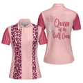 Queen Of The Golf Course Short Sleeve Women Polo Shirt Leopard Pattern Golf Polo Shirt Gift For Female Golfers - 1