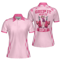 Grip It Rip It Sip It Golf V2 Short Sleeve Women Polo Shirt Best Pink Golf Polo Shirt For Women - 1