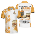 Golf Whisky And Take Naps Short Sleeve Polo Shirt Argyle Pattern Wine Polo Shirt Best Golf Shirt For Men - 1