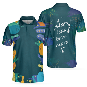 Sleep Less Bow More Mens Green Bowling Polo Shirt - 1